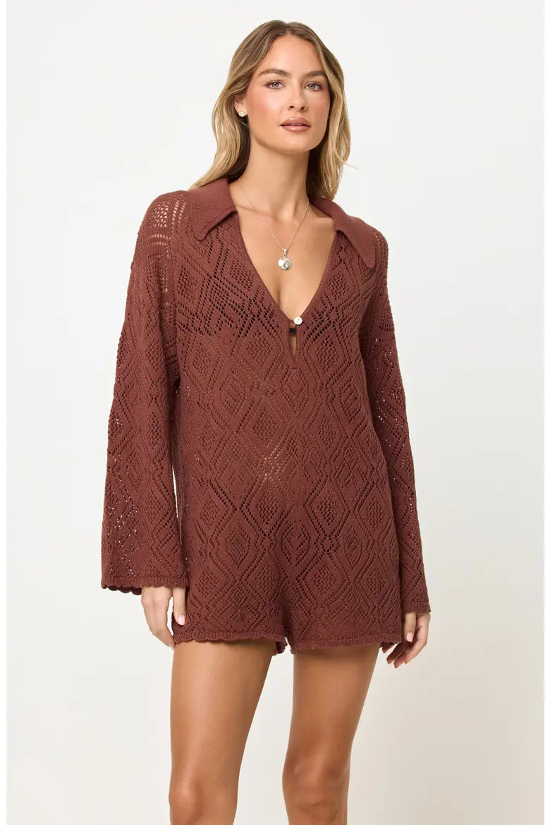 Golden Daze Open Stitch Cotton Cover-Up Romper (Women) | Nordstrom | Nordstrom