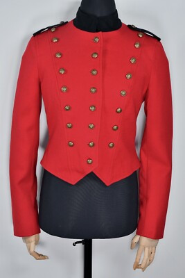 Ralph Lauren Rugby Women's Red Military Cadet Wool Blazer Jacket size 4 | eBay US