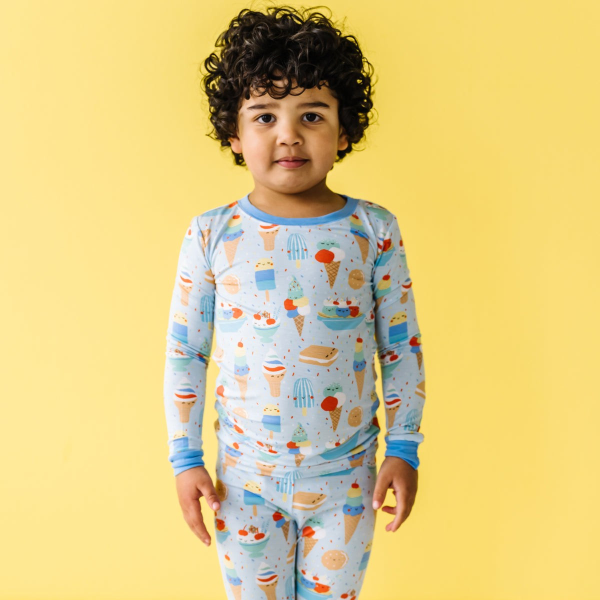 Blueberry Ice Cream Social Two-Piece Bamboo Viscose Pajama Set | Little Sleepies