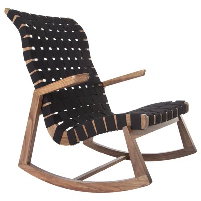 Highback Greenbelt with Arms Rocking Chair Frame Finish: Walnut, Upholstery: Black Cotton | Wayfair North America