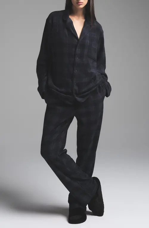 SKIMS Gender Inclusive Fleece Sleep Set in Midnight Blue Plaid at Nordstrom, Size Small | Nordstrom