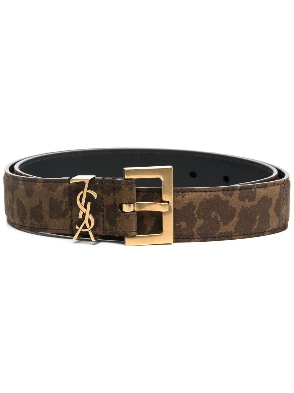 Saint Laurent - Cinto com monograma e animal print - mulher - Cobre/camurça - 75 - Marrom | Farfetch (BR)