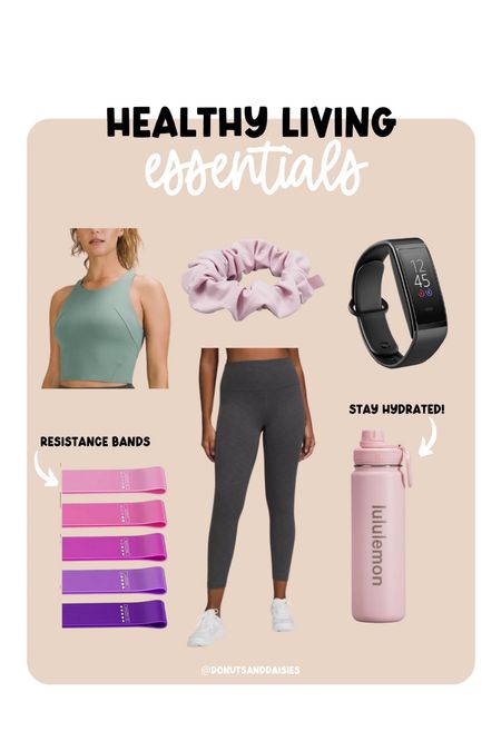 Everyday healthy living essentials. I’m loving these leggings and crop tank from Lululemon. A fitness tracker to keep you accountable! These resistance bands are great for quick, effective workouts  

#LTKfit #LTKunder100 #LTKstyletip