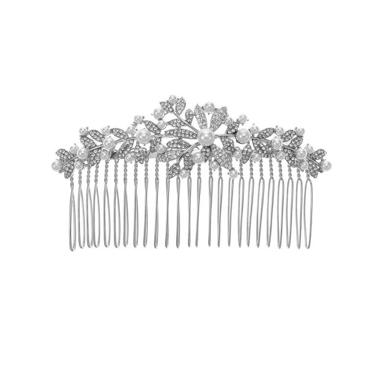 Believe by Brilliance Fine Silver Plated Simulated Pearl Decorative Hair Comb, 1 ct | Walmart (US)