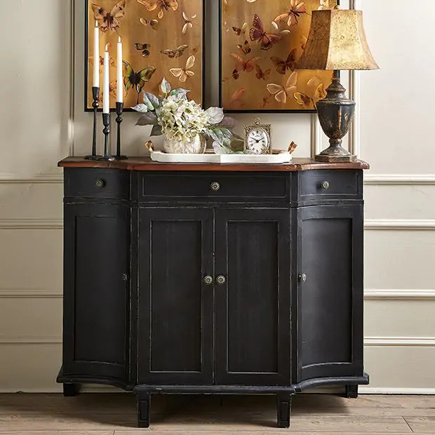 Distressed Black 4 Door Console Cabinet | SHIPS FREE | Antique Farm House