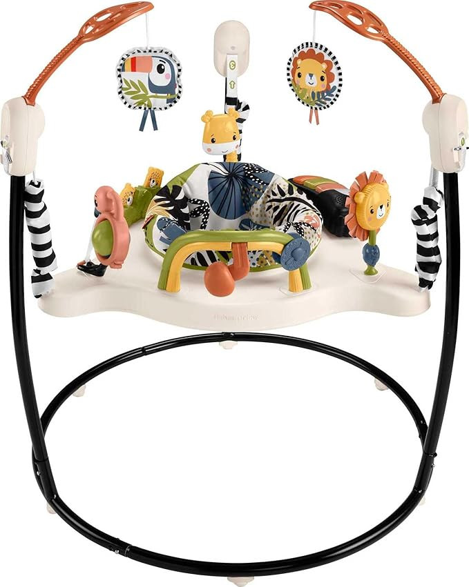 Fisher-Price Baby Bouncer Palm Paradise Jumperoo Activity Center with Music Lights Sounds and Dev... | Amazon (US)