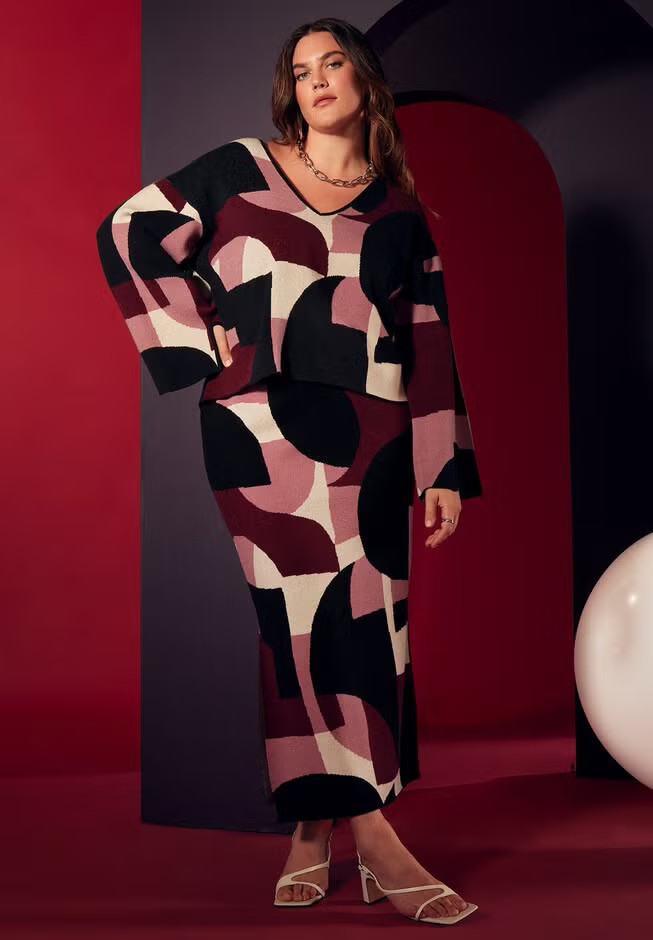 Intarsia Sweater Skirt | Eloquii