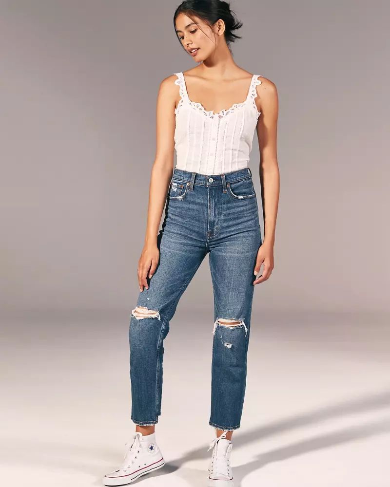 Ultra High Rise Ankle Straight Jeans | Abercrombie & Fitch US & UK