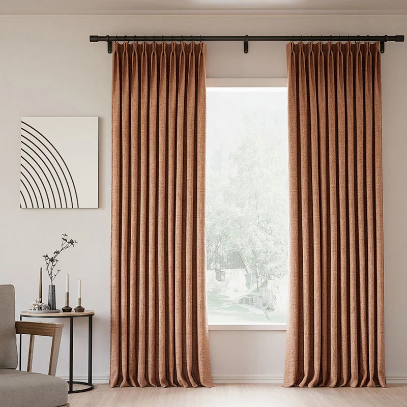 Pinch Pleated Lille Linen Memory Trained Blackout Curtains Natural Green Modern Custom Drapes | Homerilla