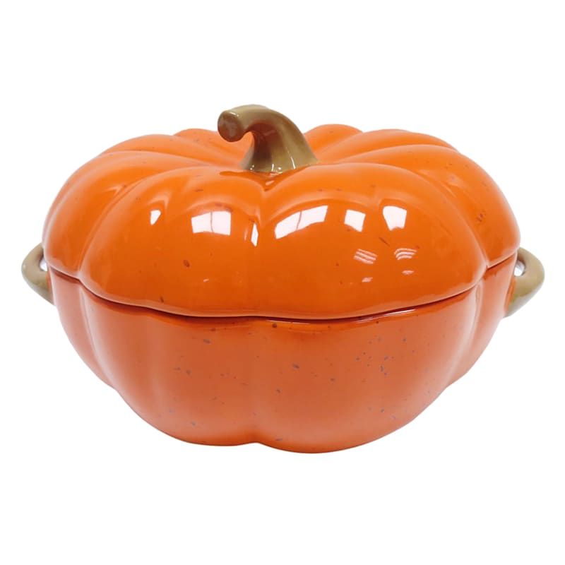 Pumpkin Shaped Ceramic Soup Tureen with Lid | At Home