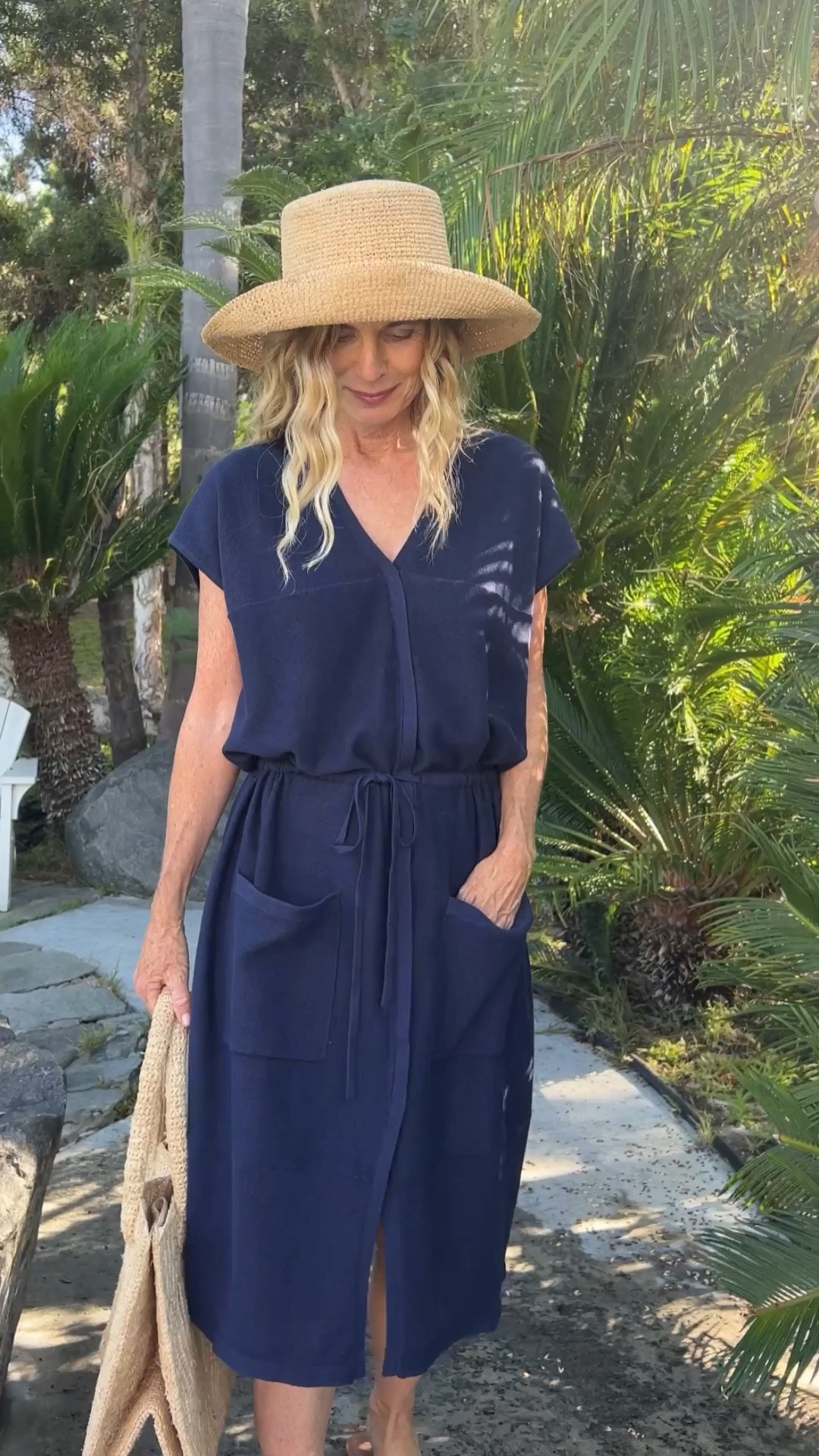 Comfy light night dress. Love the drawstring waist! The raffia hat and bag make the outfit!

#LTKVideo #LTKSeasonal #LTKOver40