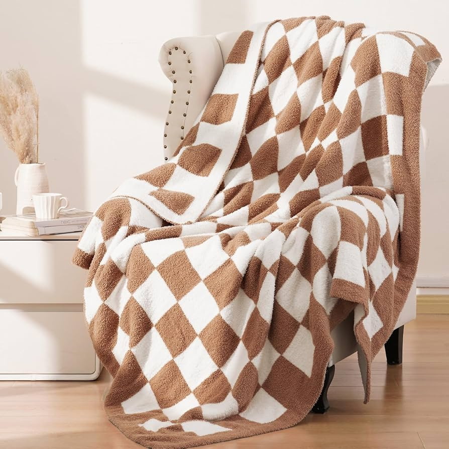 PHF Checkered Throw Blanket, Soft Knit Fluffy Aestheic Grid Blanket, Cozy Lightweight Checkerboar... | Amazon (US)