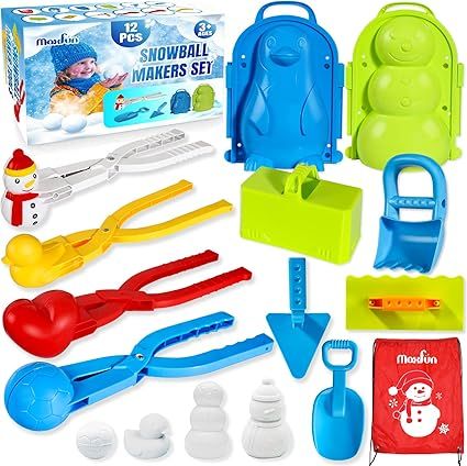 Max Fun 12Pcs Snowball Maker Tool Winter Snow Toys Kit with Handle for Snow Ball Shapes Maker Fig... | Amazon (US)