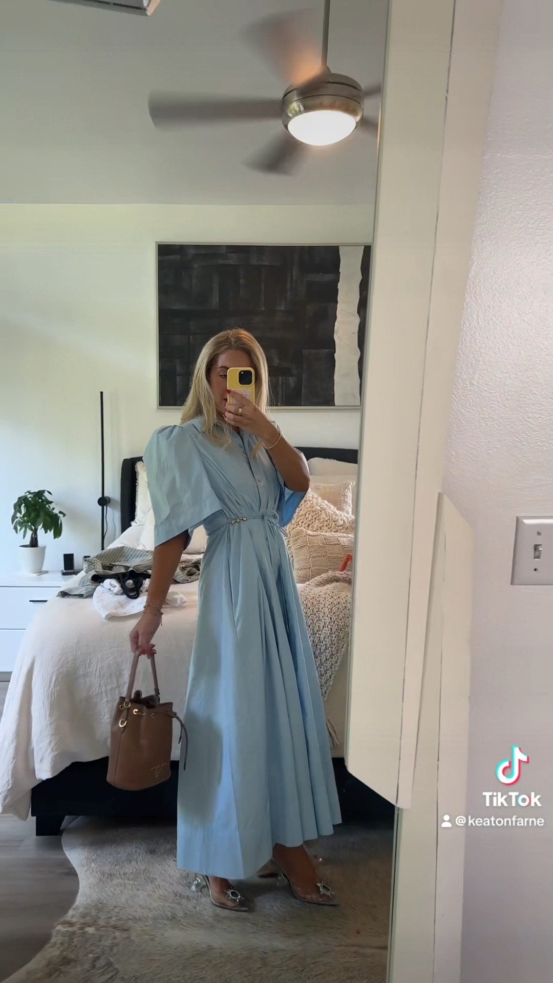 knee length dresses for ladies Agatha Knot Waist Midi Dress-POWDER BLUE / 4 main image 0
