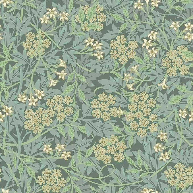 VEELIKE Green Floral Peel and Stick Wallpaper Boho Floral Wallpaper Vintage William Morris Wallpa... | Amazon (US)