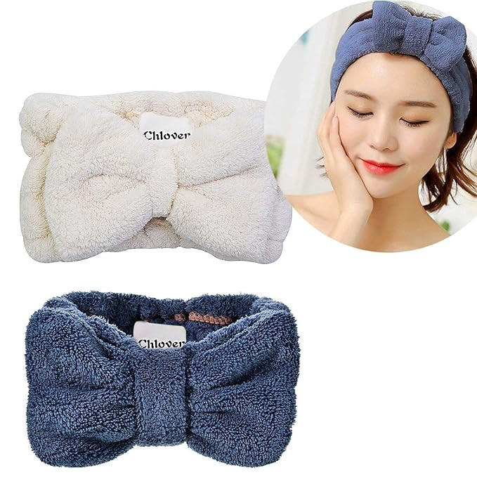 Chloven 2 Pack Microfiber Bowtie Headbands Facial Makeup Headband Cosmetic Bowknot Hairlace Wash ... | Amazon (US)