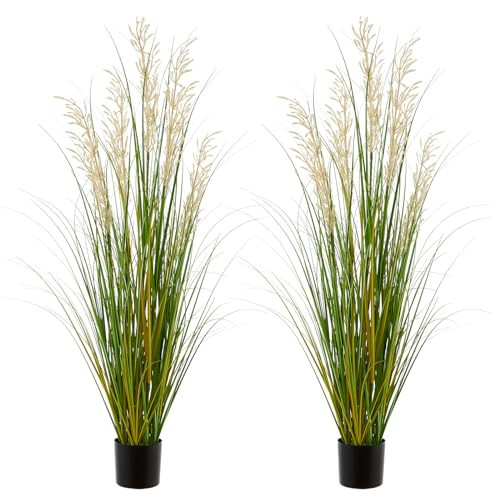 Haispring Artificial Plant, 47in Tall, 2pk Grass, Faux House Plants in Pot, Indoor Decorative Flowers &Greenery for Home and Office, Ideal Housewarming Gift | Amazon (US)