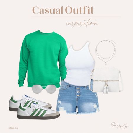 This casual outfit idea includes this cozy sweatshirt that comes in a ton of colors, denim shorts and white tank, paired with a layered silver necklace, white crossbody bag, and silver sunglasses. 

Ootd, spring out, summer outfit, crewneck sweatshirt, tall friendly outfit 

#LTKshoecrush #LTKfindsunder50 #LTKstyletip