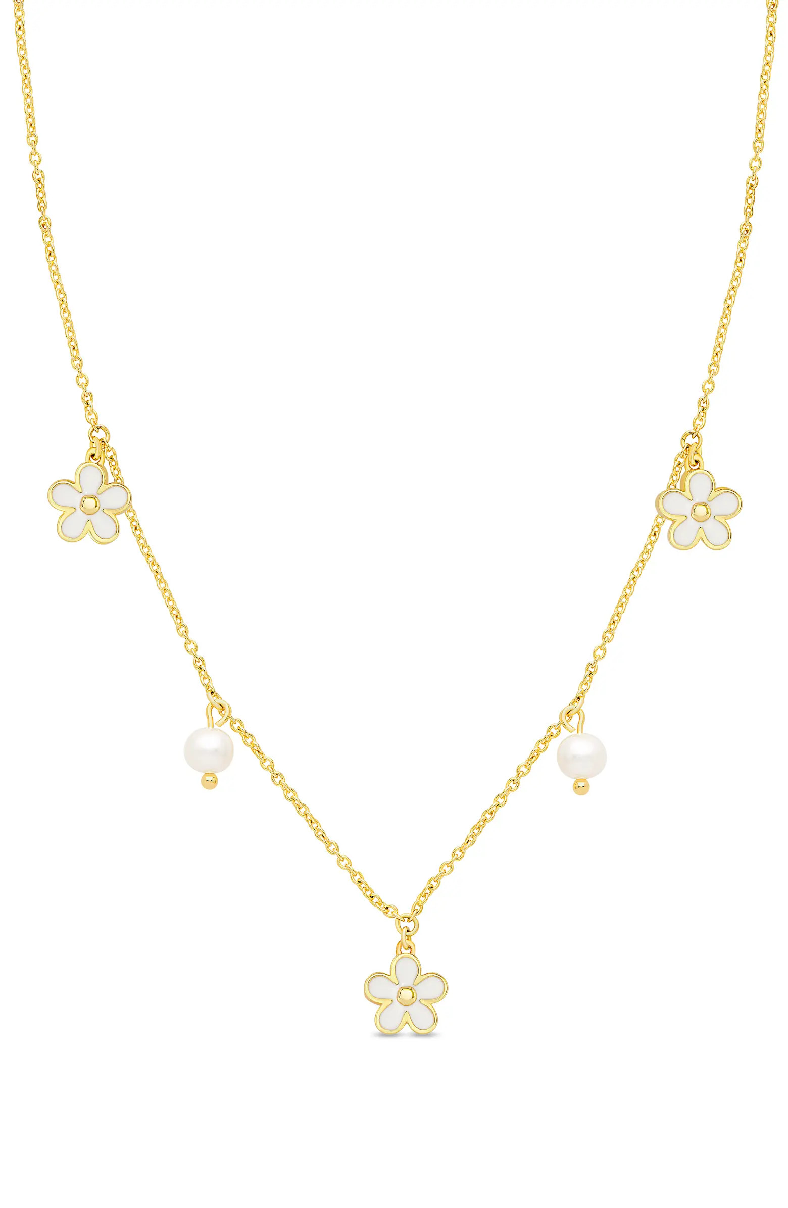 Lily Nily Flower & Pearl Charm Necklace | Nordstrom | Nordstrom