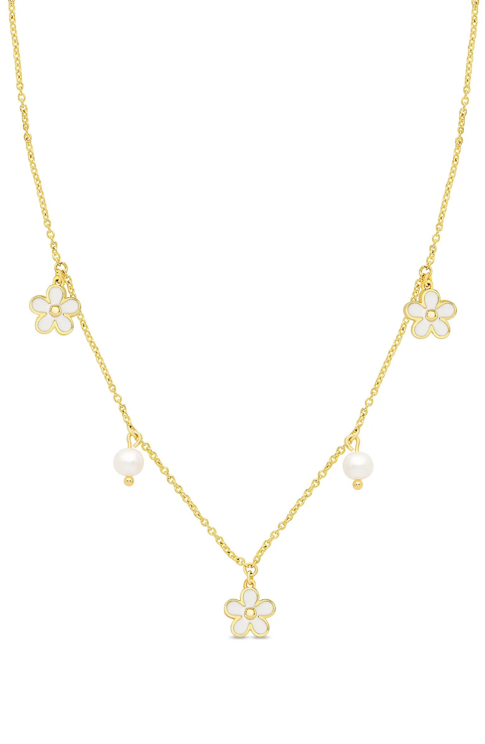 Lily Nily Flower & Pearl Charm Necklace | Nordstrom | Nordstrom