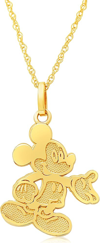 Disney Mickey Mouse 14kt Yellow Gold Classic Mickey Pendant Necklace | Amazon (US)