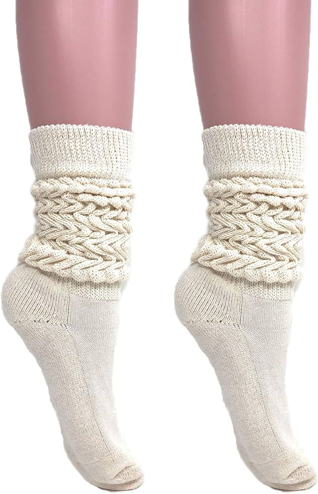 AWS/American Made Slouch Socks Women and Men Extra Tall Heavy Cotton Socks Size 9 to 11 | Amazon (US)