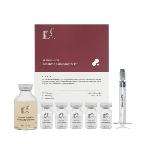 Stem-Cell Exosome Skin Booster Kit Booster Ampoule| Exosome, PDRN, Peptide, Collagen | Rejuvenation, Hydration, Anti-Aging | Korean Skincare 30ml (Solutions 0.01 oz x 5 Vials/Ampoule 1.01 fl.oz) | Amazon (US)