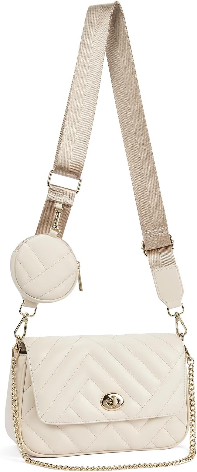 Telena Quilted Crossbody Bags for Women Trendy, Small Womens Leather Shoulder Bag with Coin Purse | Amazon (US)