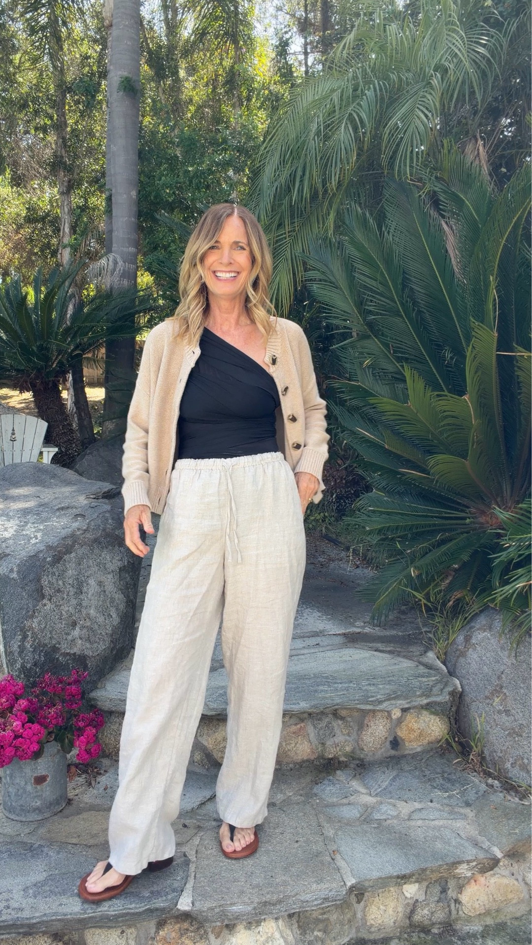 Pre 60th birthday jacuzzi party tonight and my girlfriend is spoiling me 🥹✨ You know I had to find something cute and comfy.

Wearing the best hands down Miracle Suit bathing suit… truly the SPANX of bathing suits. It holds you in, smooths everything out, and makes you feel GOOD. Paired it with my linen drawstring pants and a cotton sweater for that easy throw-on look.

Cute, comfy, and ready to celebrate this next chapter 💋

Are you a swimsuit first, coverup first, or straight to the jacuzzi kind of girl? 🥂

#LTKOver40 #LTKTravel #LTKSwim