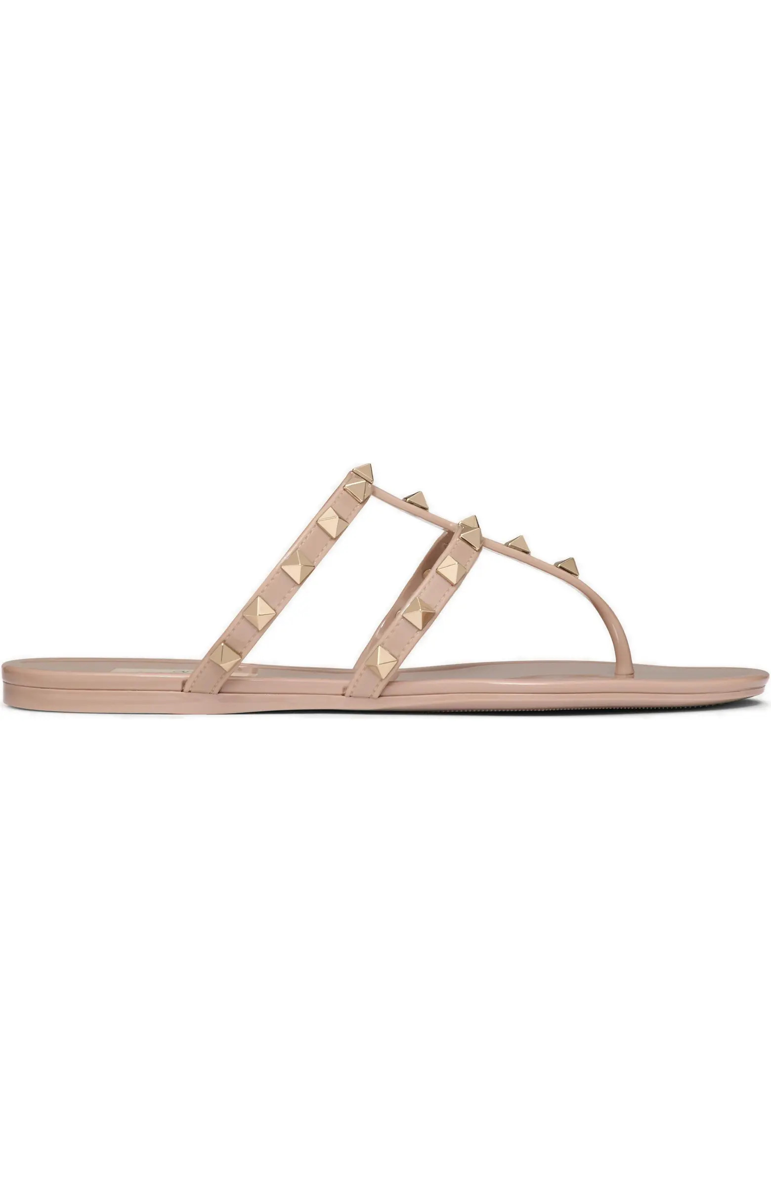 Valentino Garavani Rockstud T-Strap Flat Sandal (Women) | Nordstrom | Nordstrom