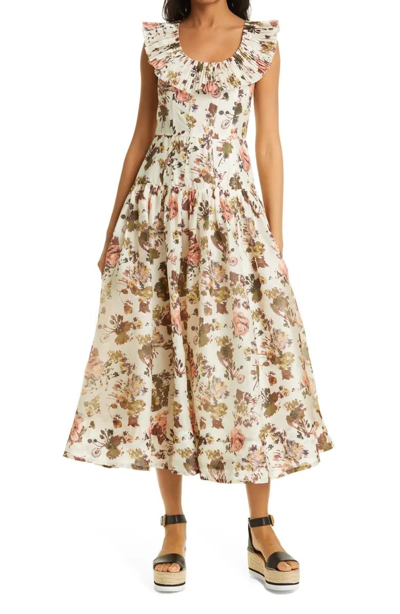 Coretta Floral Ruffle Collar Tiered Dress | Nordstrom