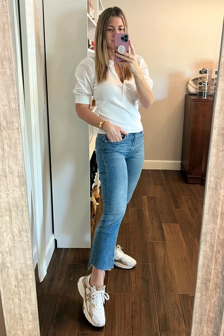 Ever think jeans, a white shirt and sneakers could look so good? I love elevated casual pieces for everyday. They’re polished, yet relaxed and of course, extra comfortable! Try this outfit formula for yourself!

Shirt runs TTS. Wearing size small. Comes in lots of great colors!

Jeans run TTS. Wearing size 28.

Sneakers run small. Size up. Wearing size 11 (available in whole sizes)

#LTKstyletip #LTKshoecrush