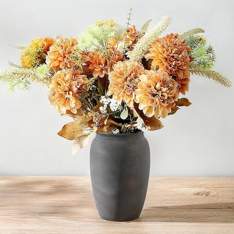 Terracotta Rustic Vase, Farmhouse Decorative Vase Boho Decor, Ceramic Christmas Vases for Home De... | Amazon (US)