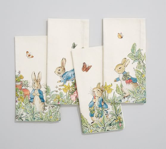 Peter Rabbit™ Garden Cotton/Linen Napkins - Mixed Set of 4 | Pottery Barn (US)