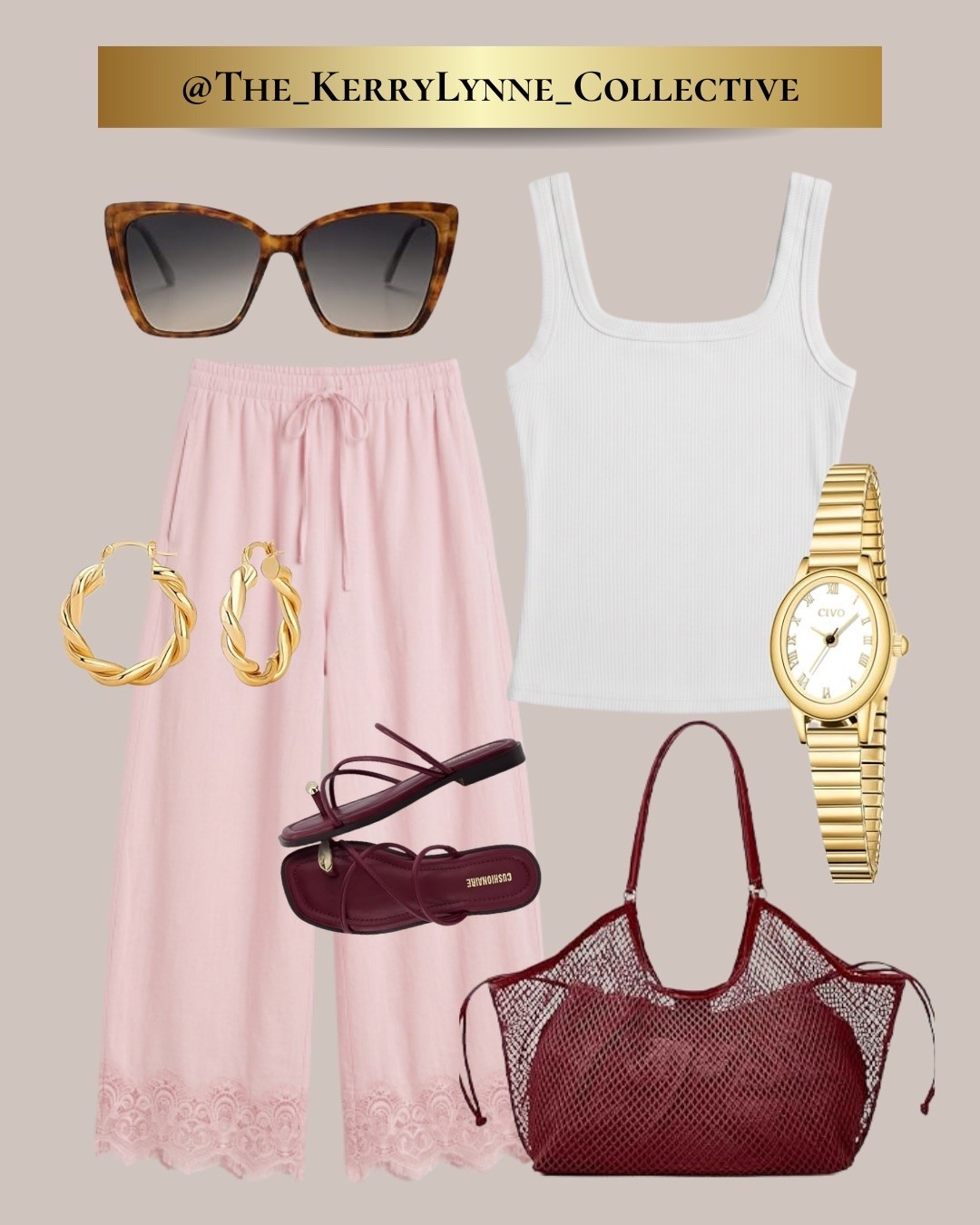 🤍 Blush & Bordeaux 💗

Soft, feminine, and effortlessly elevated. This Amazon outfit proves that the right accessories can completely transform a simple everyday look. The blush lace-trim pants paired with a classic white tank create the perfect neutral foundation, while rich burgundy accessories add just the right amount of sophistication.

This is the kind of outfit you’ll reach for on repeat—perfect for brunch, weekend errands, or an afternoon of shopping. Timeless staples with a polished finish are always a win in my book.

✨Sizing: True to size. I recommend your usual size in both the tank and pants for a relaxed, flattering fit.

#LTKStyle #LTKFinds #AmazonFashion

#LTKgrwm #LTKootd