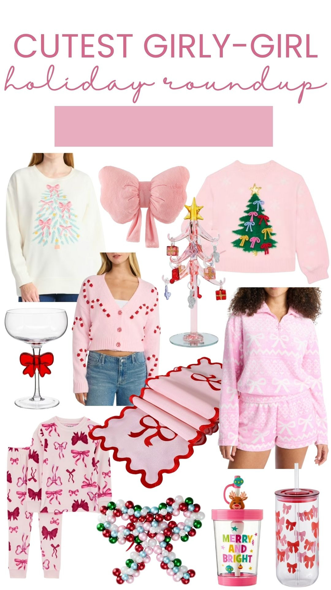 Girly girl holiday decor. Bow holiday decor. Bow Christmas decor. Pink holiday decor. Pink Christmas decor. 

 #LTKHoliday #LTKHome #LTKFindsUnder100