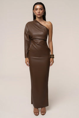 Chocolate Ace PU Leather Skirt | JLUXLABEL US