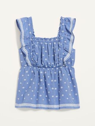 Embroidered-Print Ruffle Babydoll Top for Women | Old Navy (US)