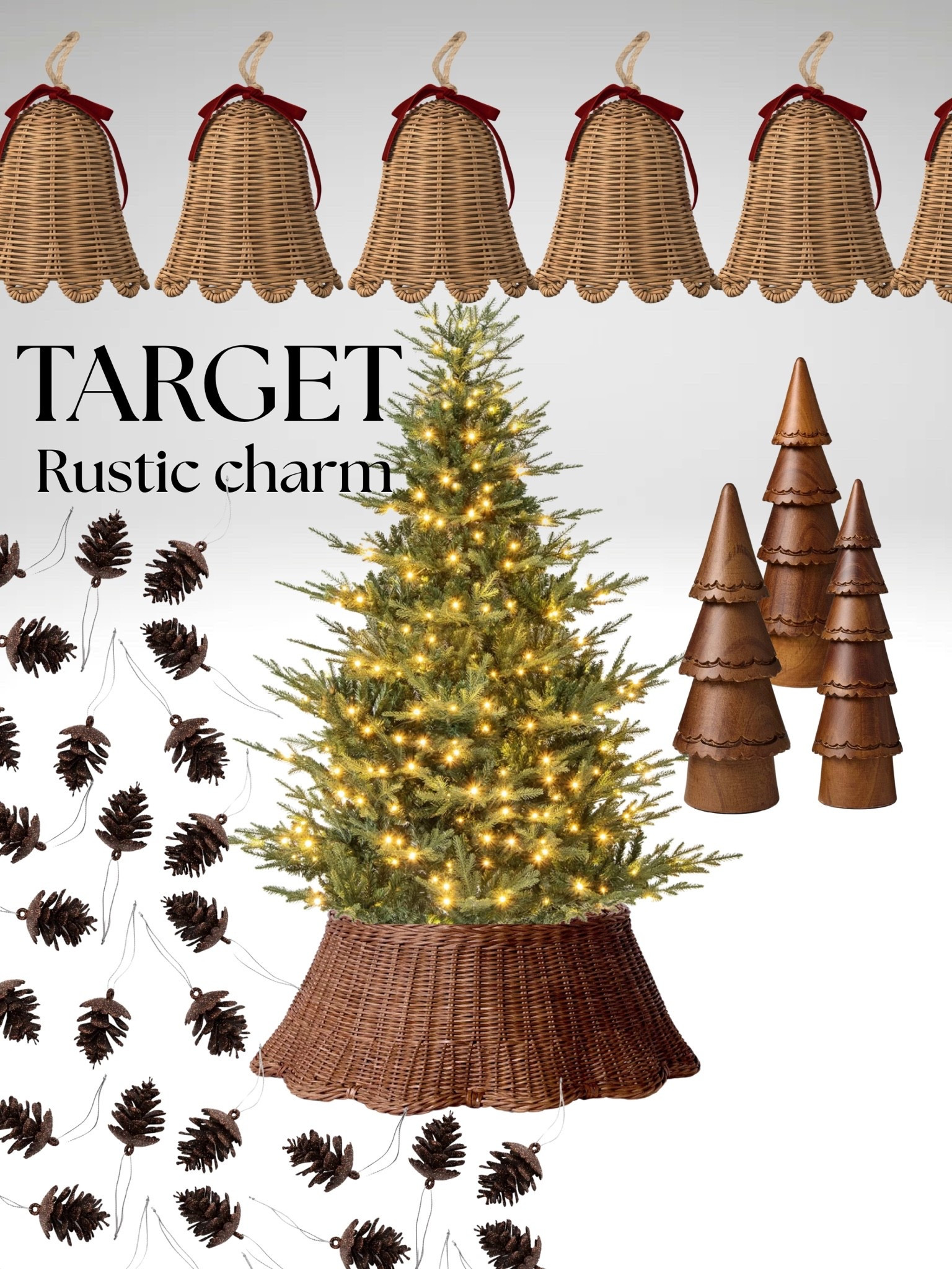 Rustic charm! This woven fluted tree collar is so pretty! 
Target holiday home
