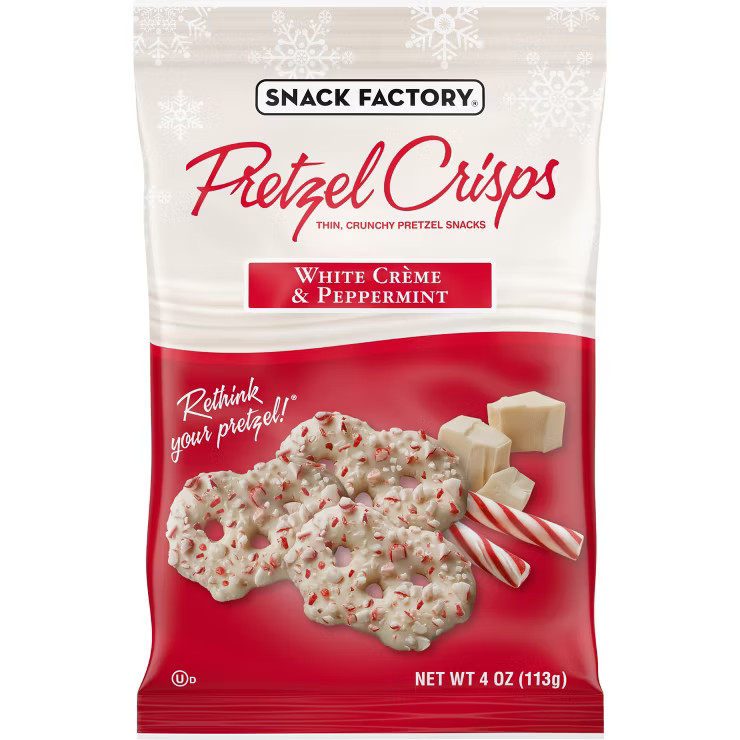 Snack Factory White Chocolate & Peppermint Pretzel Crisps - 4oz | Target