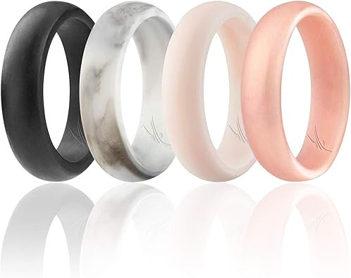 ROQ Silicone Wedding Ring for Women, Affordable Silicone Rubber Wedding Bands, 7 Packs, 4 Pack & ... | Amazon (US)