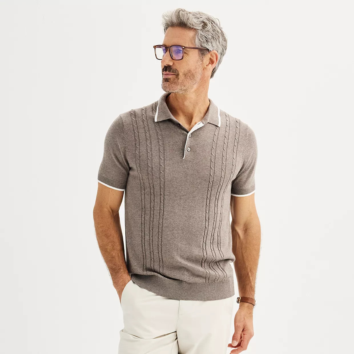 Men's Apt. 9® Cable Knit Polo | Kohl's