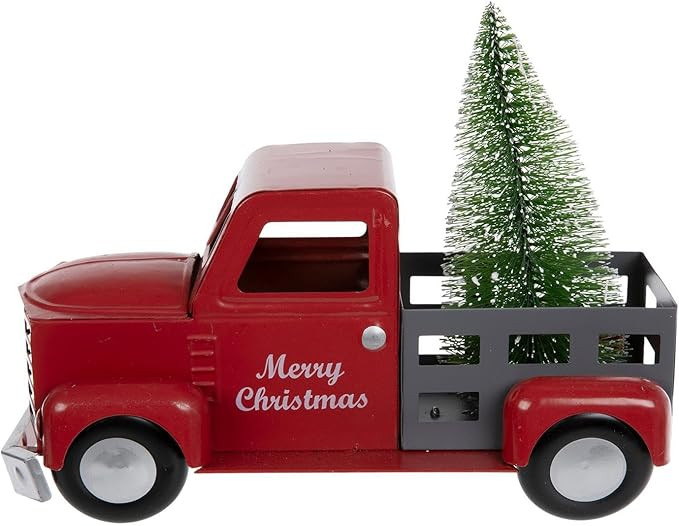 Hobby Lobby Vintage Red Metal Christmas Truck Decor with Tree, 9 x 4.5 x 7 inches, Farmhouse Holi... | Amazon (US)