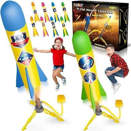 YEEBAY Rocket Air Launch Toy for Kids Age of 3, 4, 5, 6, 7, 8+ Years Old Boys, Girls, 2 Pack Stom... | Amazon (US)