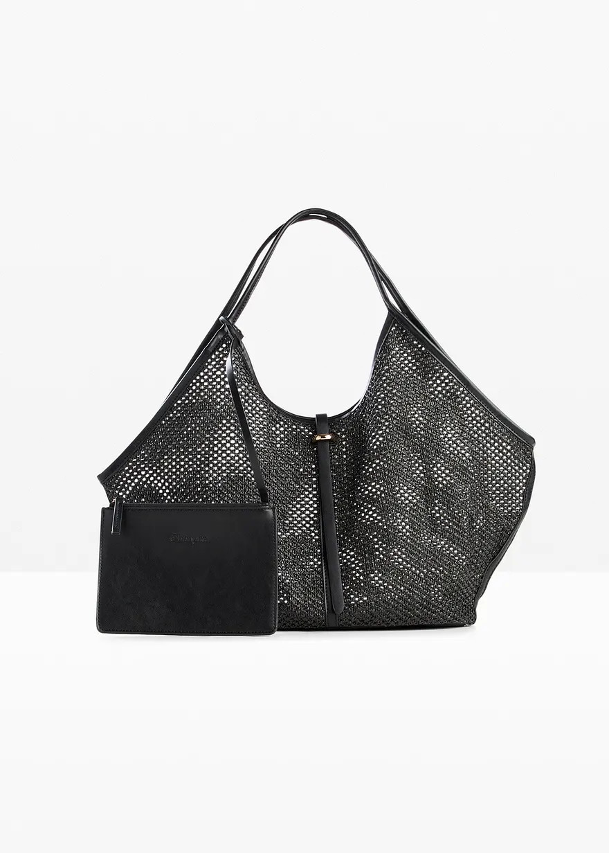 Stylischer Shopper aus Mesh mit viel Stauraum. - schwarz - Damen | Bonprix DE