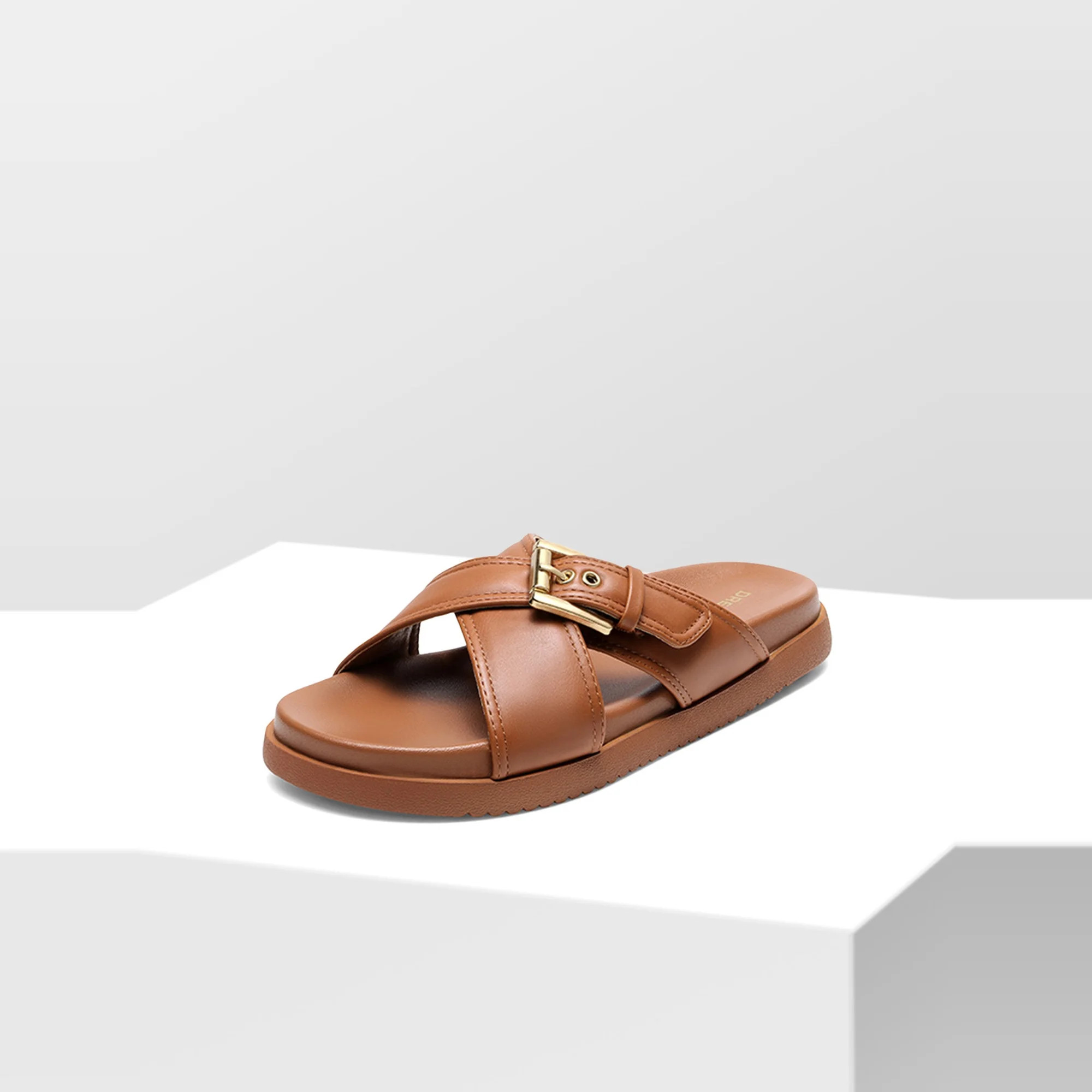 Dream Pairs Women's Cross-Strap Anti-Slip Flat Sandals, Comfortable Casual Shoes for Daily Runs | Walmart (US)