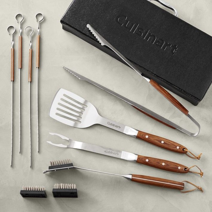 Cuisinart Premium Wood-Handled Grill Tools, 10 Piece Set | Williams-Sonoma