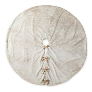 60 in. D Oversized Milk Coffee Brown Reversible Faux Rabbit Fur/Korean Fleece Christmas Tree Skirt | The Home Depot