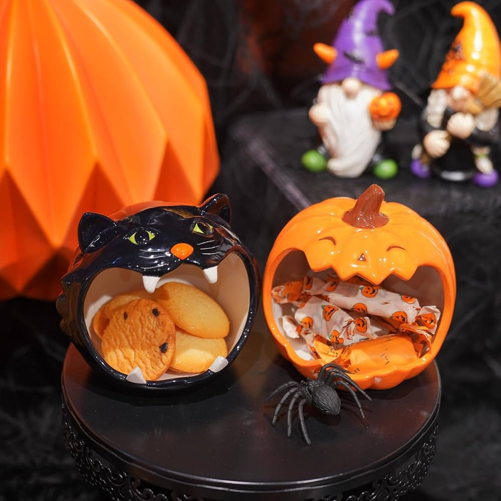 Braxio Halloween Decorations Indoor Candy Bowl - 2Pc Multifunctional Storage Box Cute Candy Dish ... | Amazon (US)