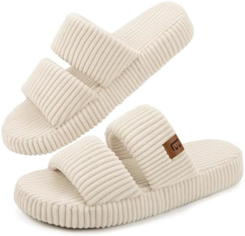LongBay Slippers for Women Memory Foam Open Toe Slide Indoor House Shoes Slip On Bedroom Comfy Gi... | Amazon (US)